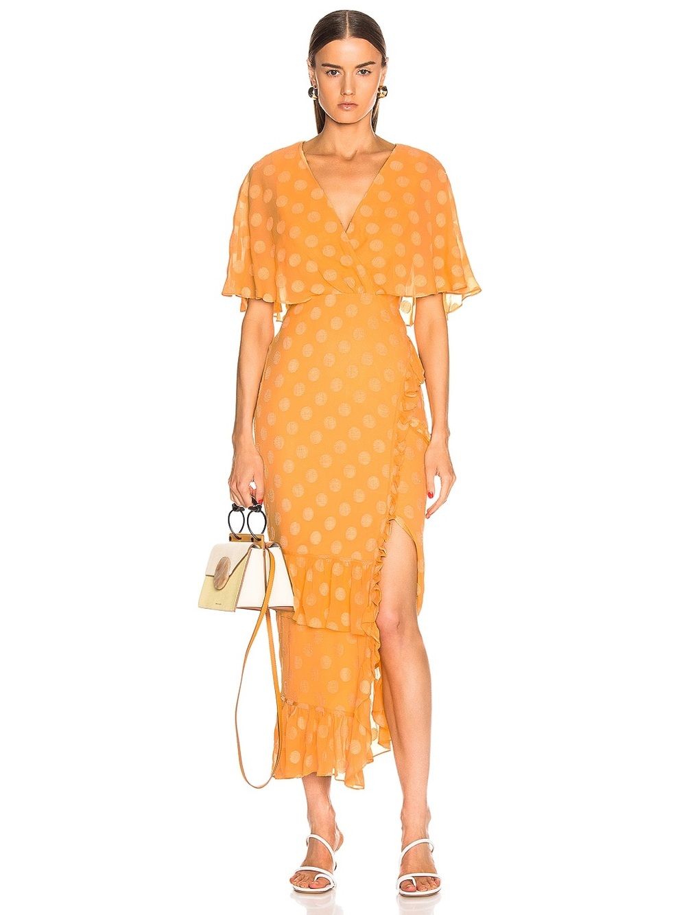 Saloni Rose Dress in Apricot